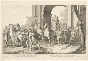 Processione militare con Alessandro Magno su carro trionfale (Trionfo di Alessandro Magno a Babilonia) da Domenico Rossetti