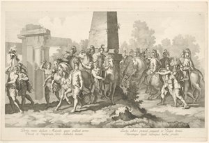 Soldati presso un obelisco (serie del trionfo di Alessandro Magno a Babilonia) da Domenico Rossetti
