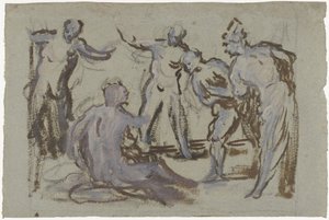 Giobbe sul letamaio, circondato dai suoi amici da Domenico Tintoretto