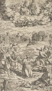 La Lapidazione di Santo Stefano, 16° secolo da Domenico del Barbiere
