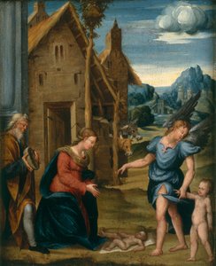 Adorazione del Bambino con Raffaello e Tobia