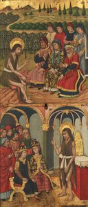 Pannello di San Giovanni Battista con scene della sua vita