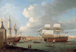 Foudroyant e Pégase che entrano nel porto di Portsmouth, 1782 da Dominic Serres