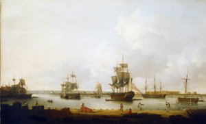 Navi da guerra al largo del molo dei cannoni a Portsmouth da Dominic Serres