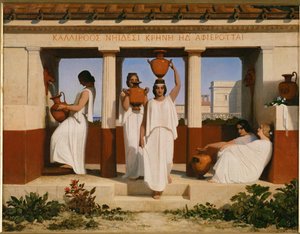Donne greche alla fontana da Dominique Louis Papety