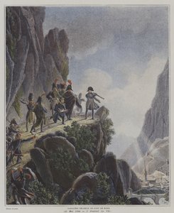 Napoleone esamina il Forte Bard, Italia, 23 maggio 1800 (litografia a colori) da Dominique Vivant (after) Denon