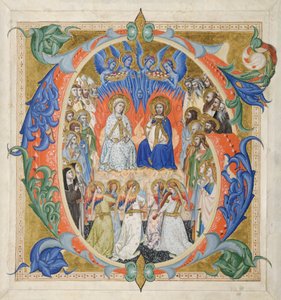Iniziale G[audeamus omnes] da un Graduale: La Corte del Paradiso da Don Silvestro dei Gherarducci