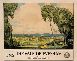 La Valle di Evesham, poster pubblicitario per la London, Midland and Scottish Railway da Donald Maxwell