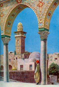 Minareto islamico sul Monte del Tempio, Gerusalemme, Palestina, c1930s