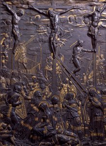 Crocifissione di Cristo, ca 1465, di Donatello, rilievo in bronzo damascato, 93x70 cm, Italia da Donatello