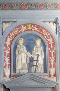 San Lorenzo e Santo Stefano, bassorilievo sopra la porta nord, c.1440 (terracotta) da Donatello