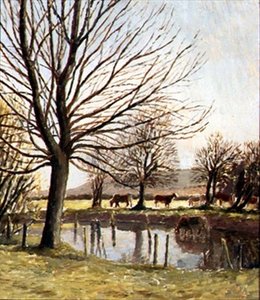 Bovini presso uno stagno da Dora Carrington