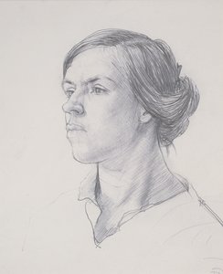 Testa di una giovane donna