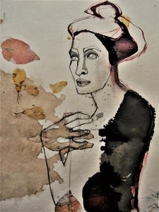 Donna pensierosa con foglie da Doris Schmitz