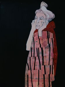 Donna pensierosa in rosso da Doris Schmitz