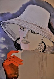 Donna elegante con il cappello da Doris Schmitz