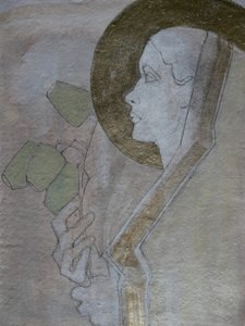 Donna con aureola dorata