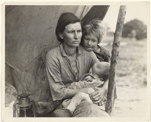 Raccoglitori di piselli indigenti, California da Dorothea Lange