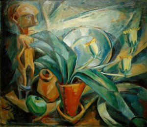 Natura morta con calla e figura