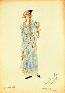 Bozzetto di costume per Margherita per la rappresentazione di Faust da Dorothy Carleton Smyth