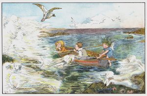 Love-in-a-Mist li presenta alle Nebbie Marine sulle rocce da Dorothy Furniss