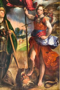 Madonna con Bambino Gesù e San Giorgio e San Michele Arcangelo (dettaglio), c.1518