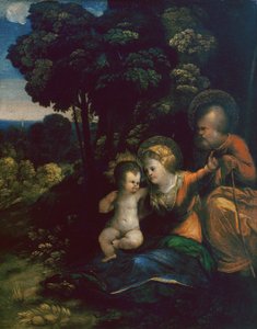 Riposo durante la fuga in Egitto, di Dosso Dossi, nella Galleria degli Uffizi a Firenze da Dosso Dossi