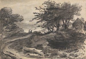 Paesaggio con alberi e due figure da Dr. Thomas Monro