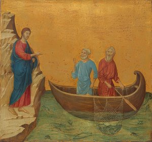 La pesca miracolosa e la chiamata degli apostoli Pietro e Andrea da Duccio di Buoninsegna