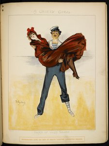 Una ragazza tra le braccia di Auguste, un assistente al bagno, sulla Riviera (illustrazione) da Dudley Hardy