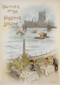 Pagina del titolo illustrata, che mostra una scena sul fiume Tamigi da Dudley Hardy
