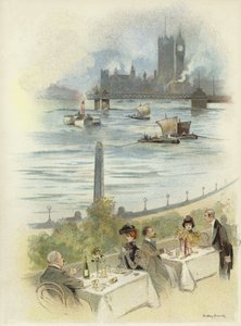 Pranzo sulla terrazza con vista sul Tamigi da Dudley Hardy