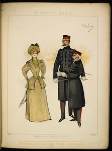 Una delle ragazze del Gaiety e due ufficiali delle Life Guards da Dudley Hardy