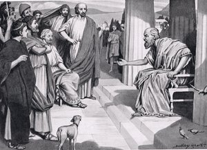 Socrate che si rivolge agli Ateniesi, illustrazione da Hutchinsons History of the Nations, 1915 da Dudley Heath