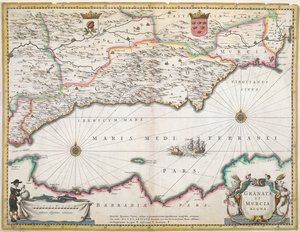 Una mappa del XVII secolo delle regioni di Granada e Murcia, in Spagna da Dutch School