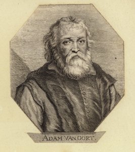 Adam Van Oort, nato come Adam van Noort, un artista belga. Inciso da Johann Georg Waldreich
