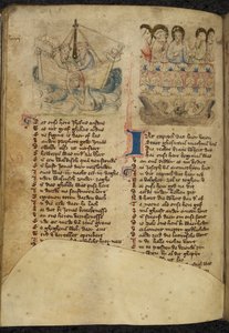 Add. 11575, f.65v Giona e la Balena, da Spiegel van der Menschen Behoudenisse (traduzione dello Speculum Humanae Salvationis) da Dutch School