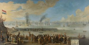 Battaglia di Livorno, 14 marzo 1653, un episodio della Prima Guerra Anglo-Olandese, dopo 1653-60 da Dutch School