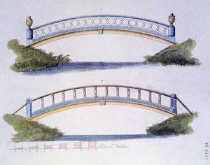 Progetti di ponti dal Magazine of Garden Gems di G. van Laar, pubblicato nel 1802 da Dutch School