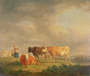 Bovini al pascolo in un paesaggio, c.1820