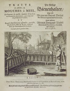 Copertina di Traite des Abeilles, ou Mouches a Miel... stampato in francese e tedesco, inciso da G.V.Eckhout, Amsterdam 1670 da Dutch School