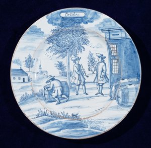 Piatto di Delft raffigurante il mese di ottobre