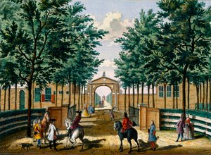 Giardini del palazzo del piacere di Francois van Haringkaspel, da Het Zeganpralent Kennemerlant di Hendrick de Leth e Matthias Brouerius Van Nidek, pubblicato c.1700-1730