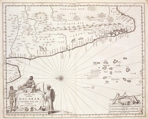 Mappa della costa del Malabar, Indie orientali, 1672