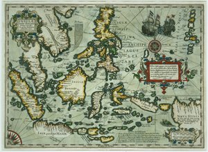 Mappa delle Indie Orientali, pub. 1635 ad Amsterdam da Dutch School