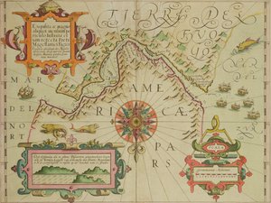 Mappa dello Stretto di Magellano, Patagonia, dall