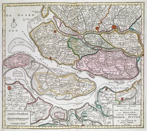 Nieuwe Kaart der van het Zuid Westelykste deel van Holland, behelzende de Baljuwschappen Voorne, Putten, enz. [Trentasei mappe dei Paesi Bassi] Isaak Tirion Tra il 1739 e il 1757 da Dutch School