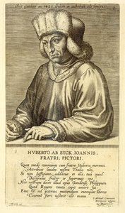 Ritratto di Hubert van Eyck, tavola 1 da una serie di ritratti di artisti, inciso da Theodor Galle da Dutch School