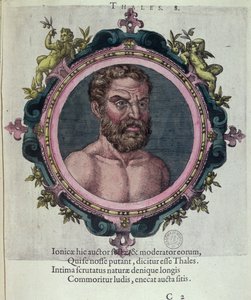 Talete di Mileto (c.625-547 a.C.), illustrazione da Veterum et Recentium Medicorum Philosophorumque Icones di Johannes Sambucus, pubblicato da Plantin ad Anversa nel 1574 da Dutch School
