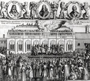 La decapitazione di Re Carlo I, 1649 (incisione) da Dutch School